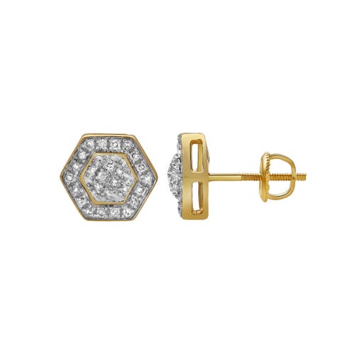Luvmyjewelry Zelo 10k Yellow Gold Diamond Unisex Earrings In 10k Yellow Gold