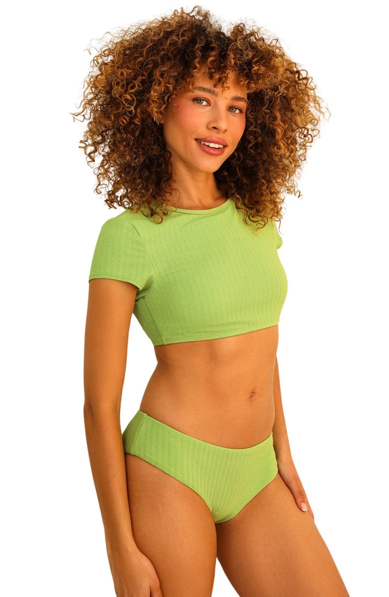 Dippin Daisys Joni Short Cap Sleeve Bikini Top, Alternate, color, Avocado