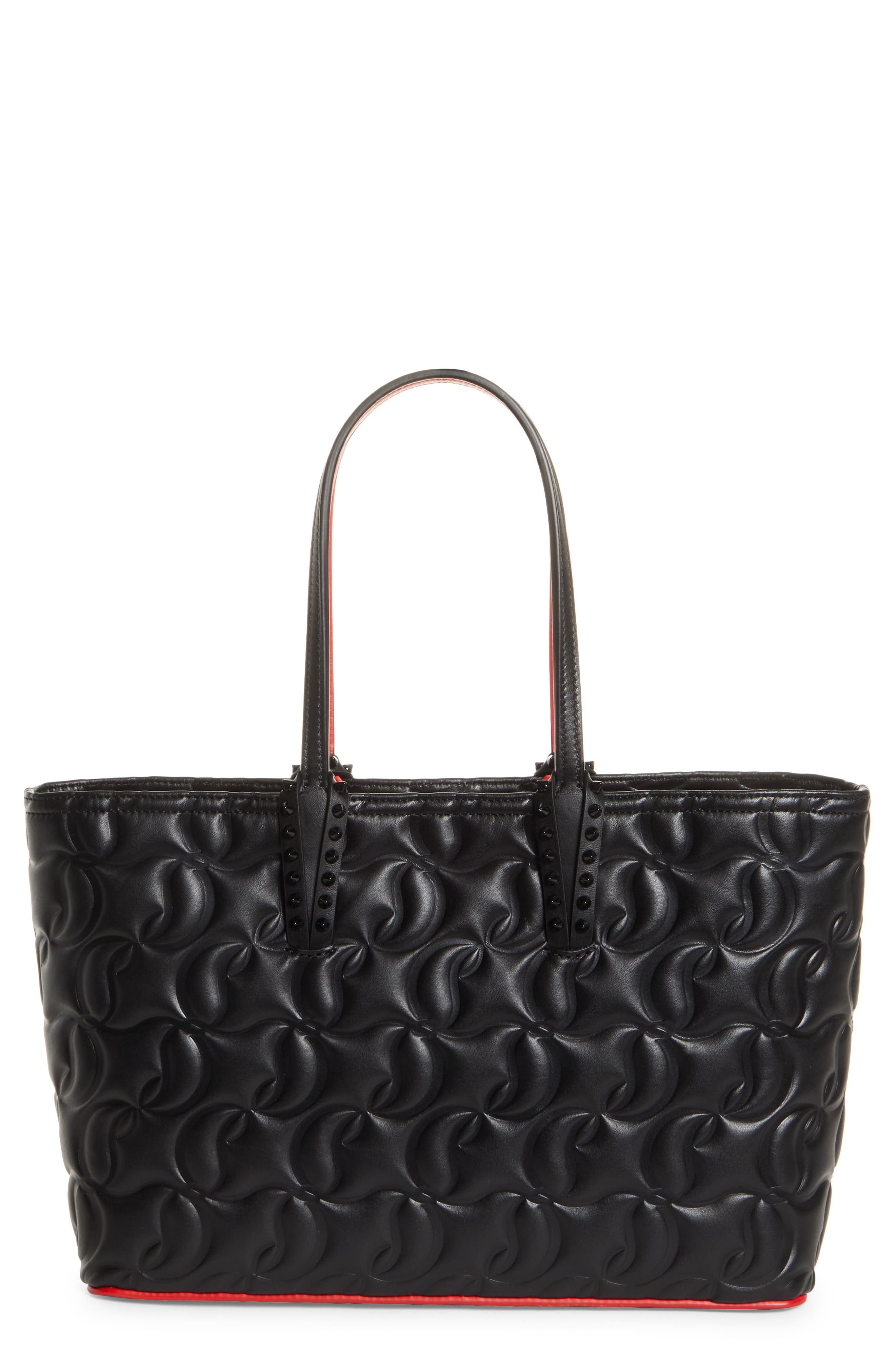 Small Cabat Embossed Leather Tote, Main, color, CM53 BLACK/ BLACK
