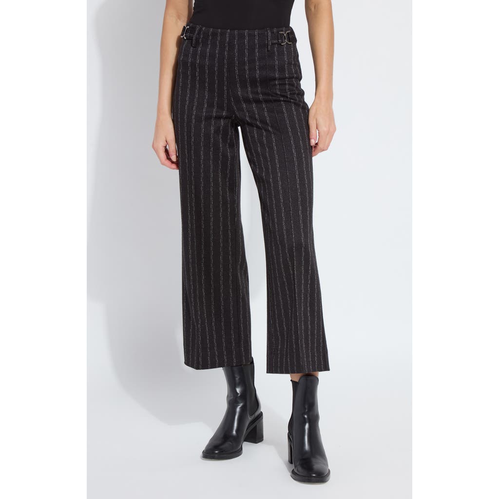 Lyssé Lysse Isabel Pinstripe Ponte Wide Leg Pants In Black
