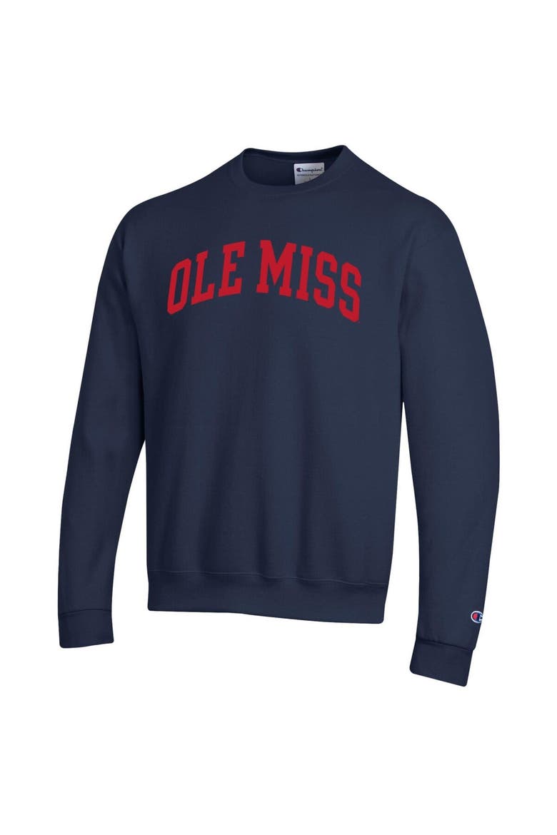 Men's Champion  Navy Ole Miss Rebels Basic Arch Fleece Pullover Sweatshirt, Alternate, color, Navy