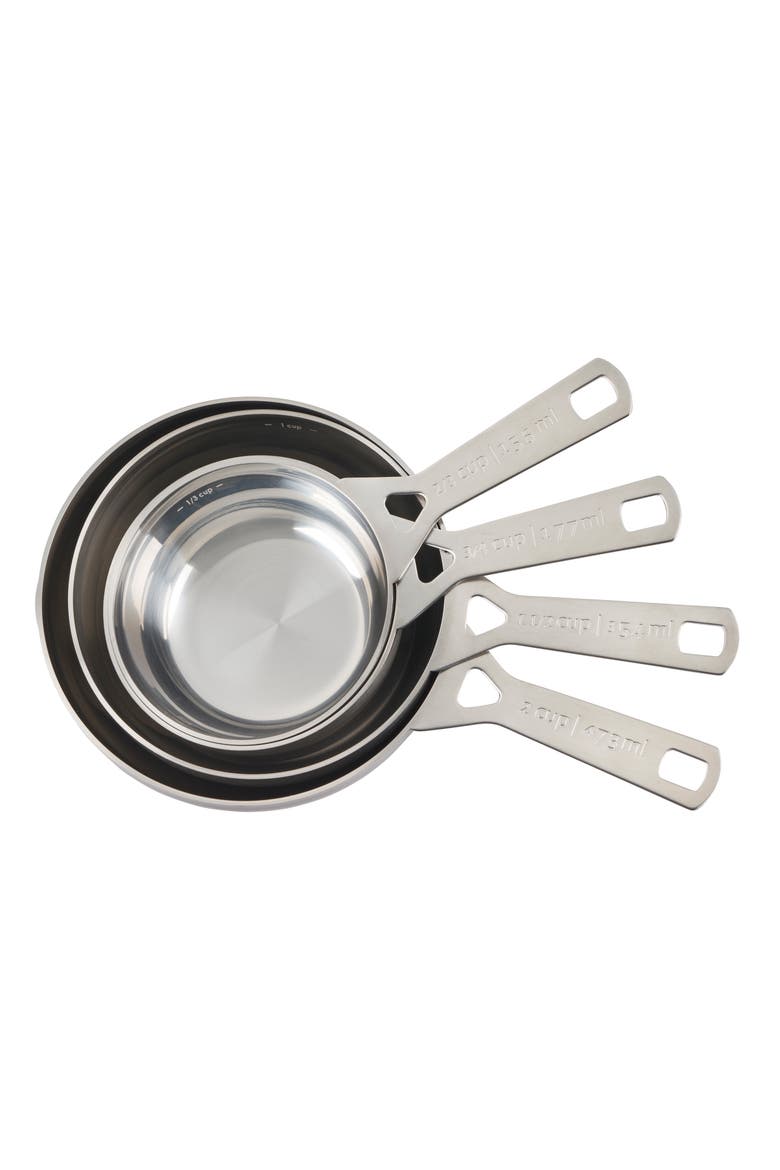 Set of 4 Batch Baking Measuring Cups, Alternate, color, SILVER