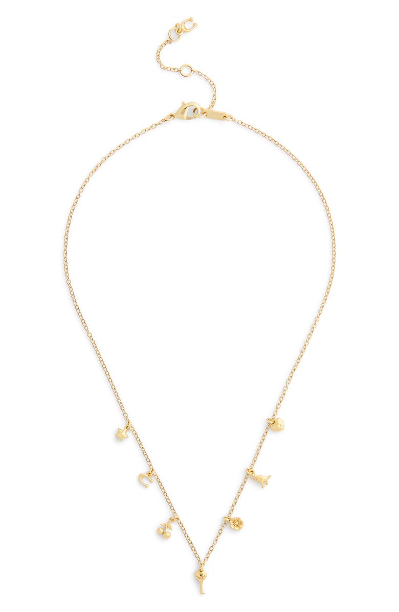COACH Classic Mini Charm Necklace, Alternate, color, Shiny Gold
