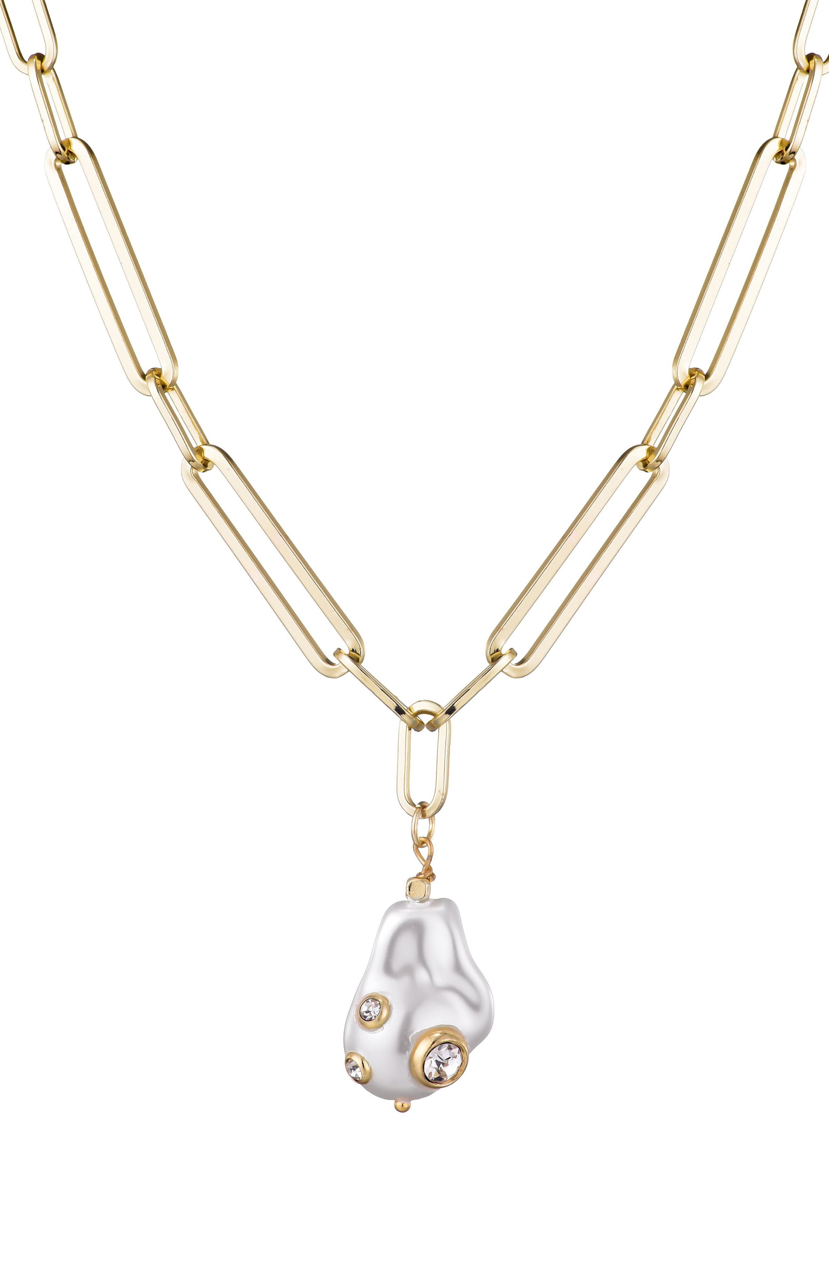 Adornia Faux Pearl Pendant Necklace