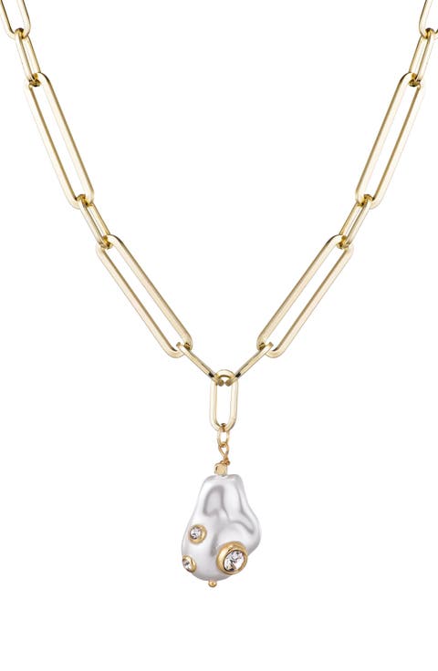 Faux Pearl Pendant Necklace