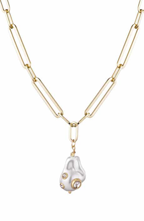 Adornia Faux Pearl Pendant Necklace