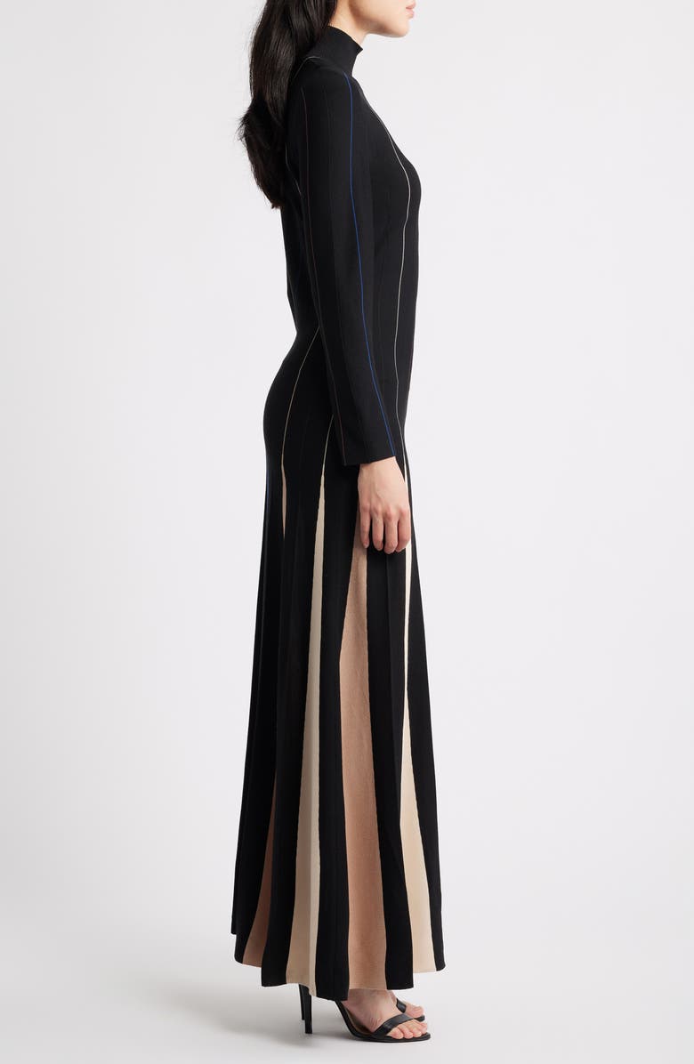 Misook Fit & Flare Long Sleeve Dress, Alternate, color, Black/Truffle/Snd/Biscott/Lazu