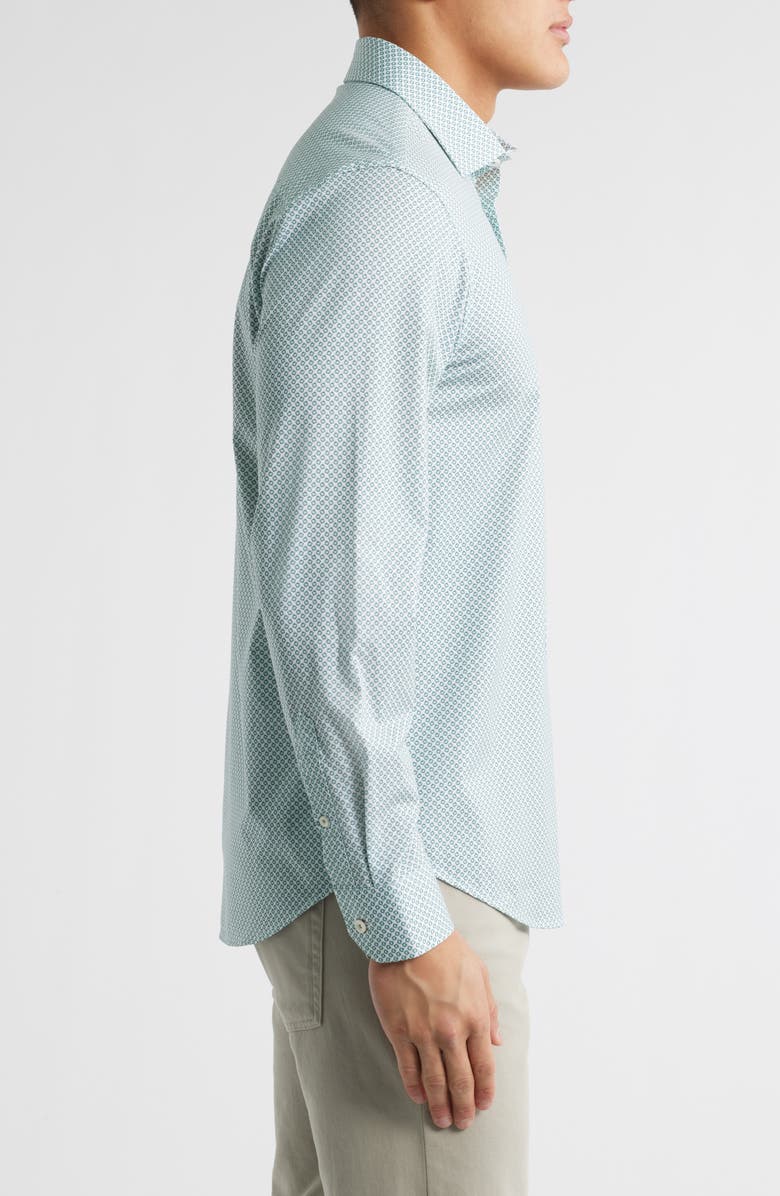 Bugatchi James OoohCotton<sup>®</sup> Geometric Print Button-Up Shirt, Alternate, color, Mint