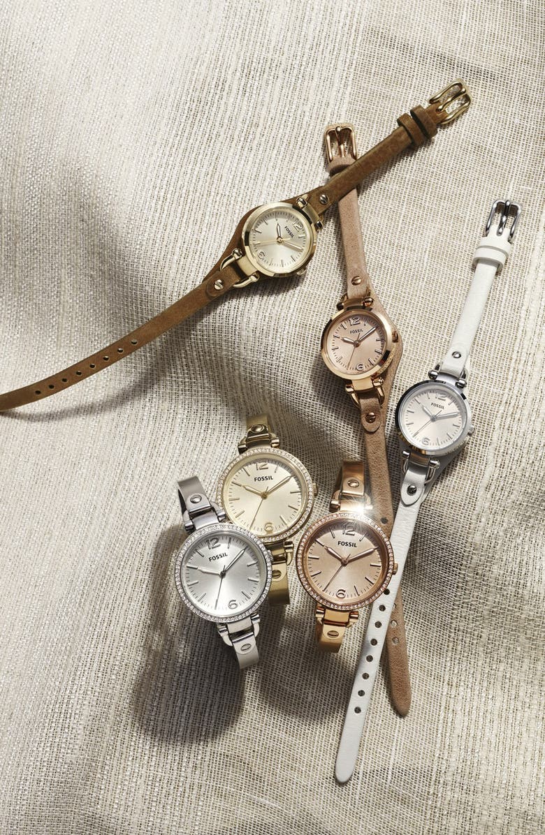 Fossil 'Georgia' Crystal Bezel Watch, 32mm, Alternate, color, 