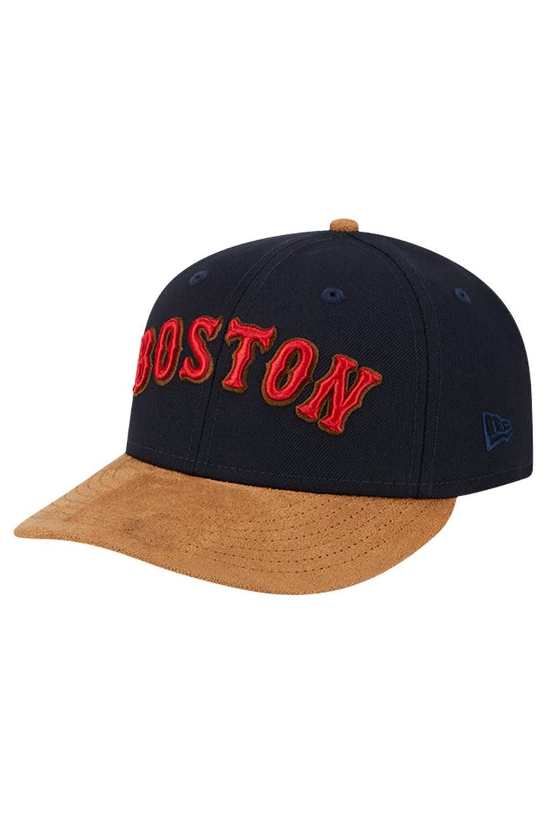 Men's New Era Navy Boston Red Sox Team Suede Visor Low Profile 59FIFTY Fitted Hat, Main, color, Navy