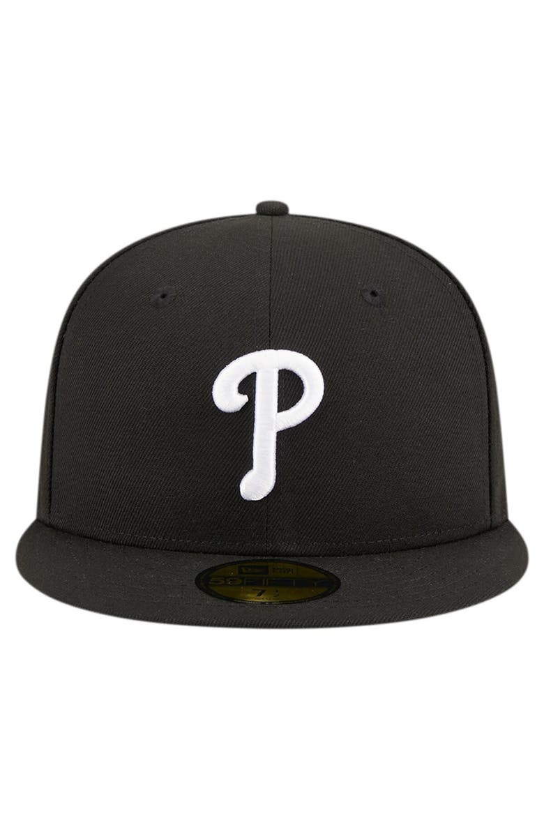 New Era Men's New Era Black Philadelphia Phillies Logo 59FIFTY Fitted Hat, Alternate, color,