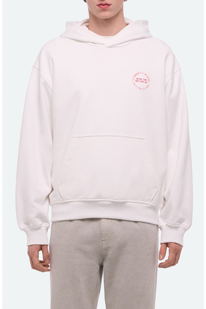 Stamp Cotton French Terry Pullover Hoodie, Main, color, OPTIC WHITE