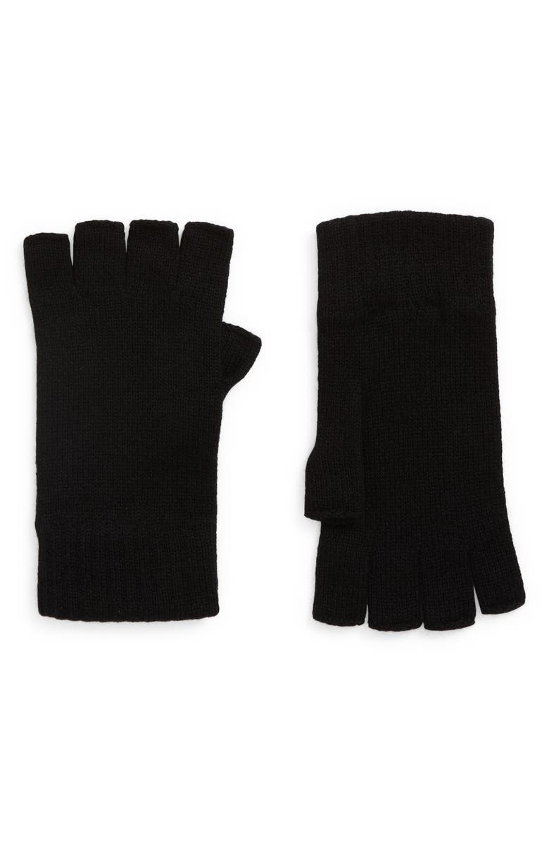 Johnstons of Elgin Cashmere Fingerless Gloves, Main, color, Black