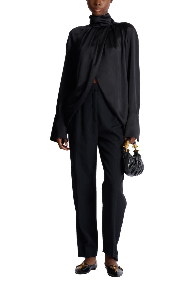 Balmain Draped silk blouse, Main, color, Black