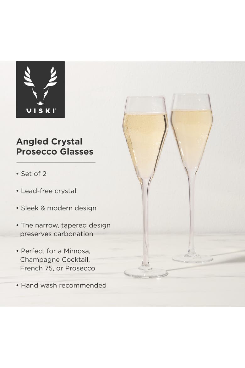 Raye Crystal Angled Prosecco Glasses Set of 2, Alternate, color, Clear