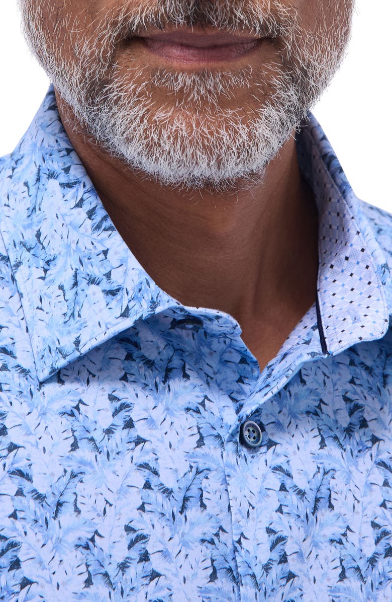 Bugatchi Jimmy OoohCotton<sup>®</sup> Leaf & Diamond Print Button-Up Shirt, Alternate, color, Air Blue