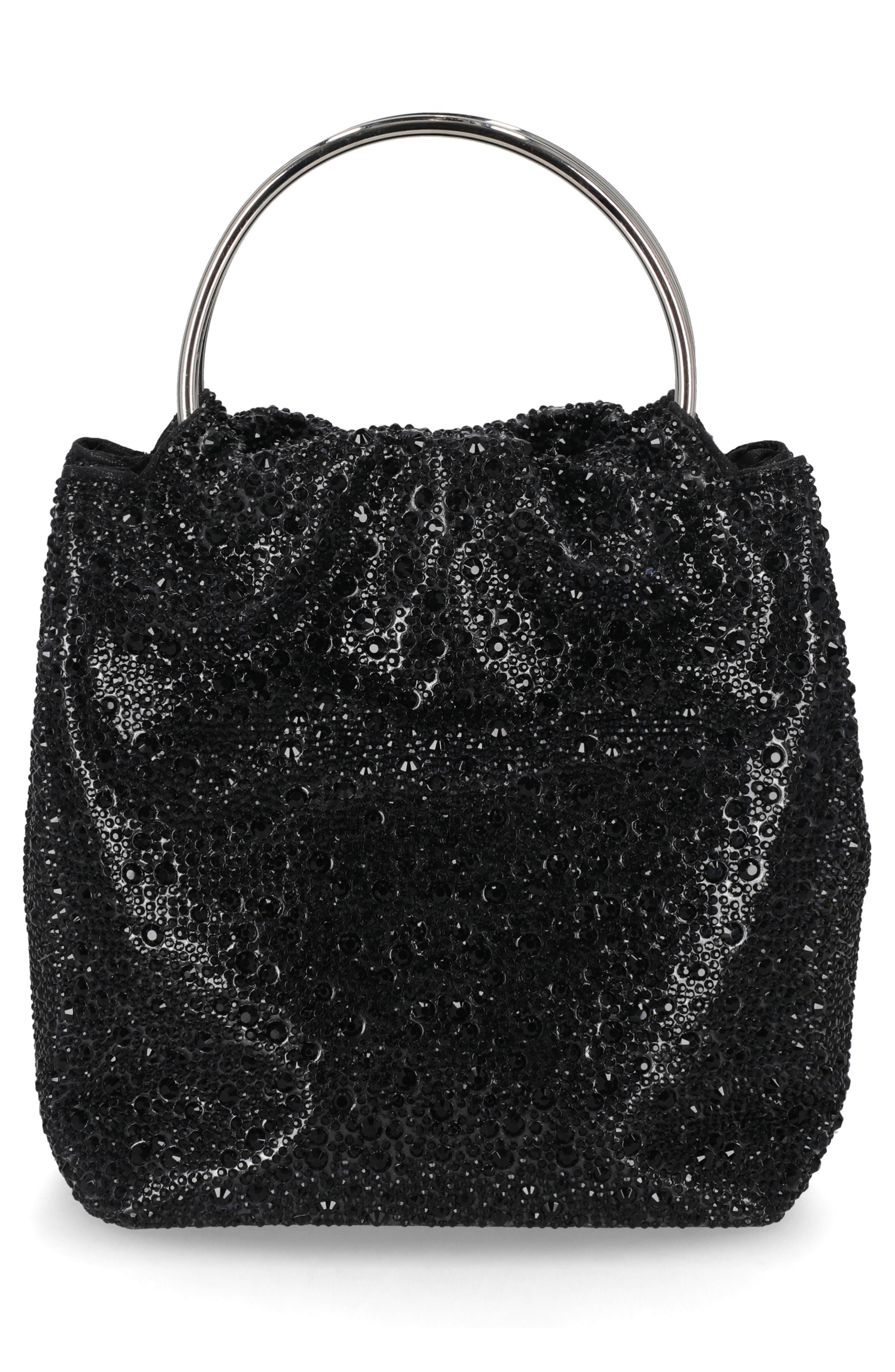 Jessica McClintock Nikki Ring Top Handle Clutch, Alternate, color, Black