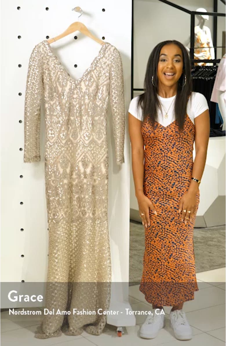 Sequin Lace Long Sleeve Trumpet Gown, sales video thumbnail