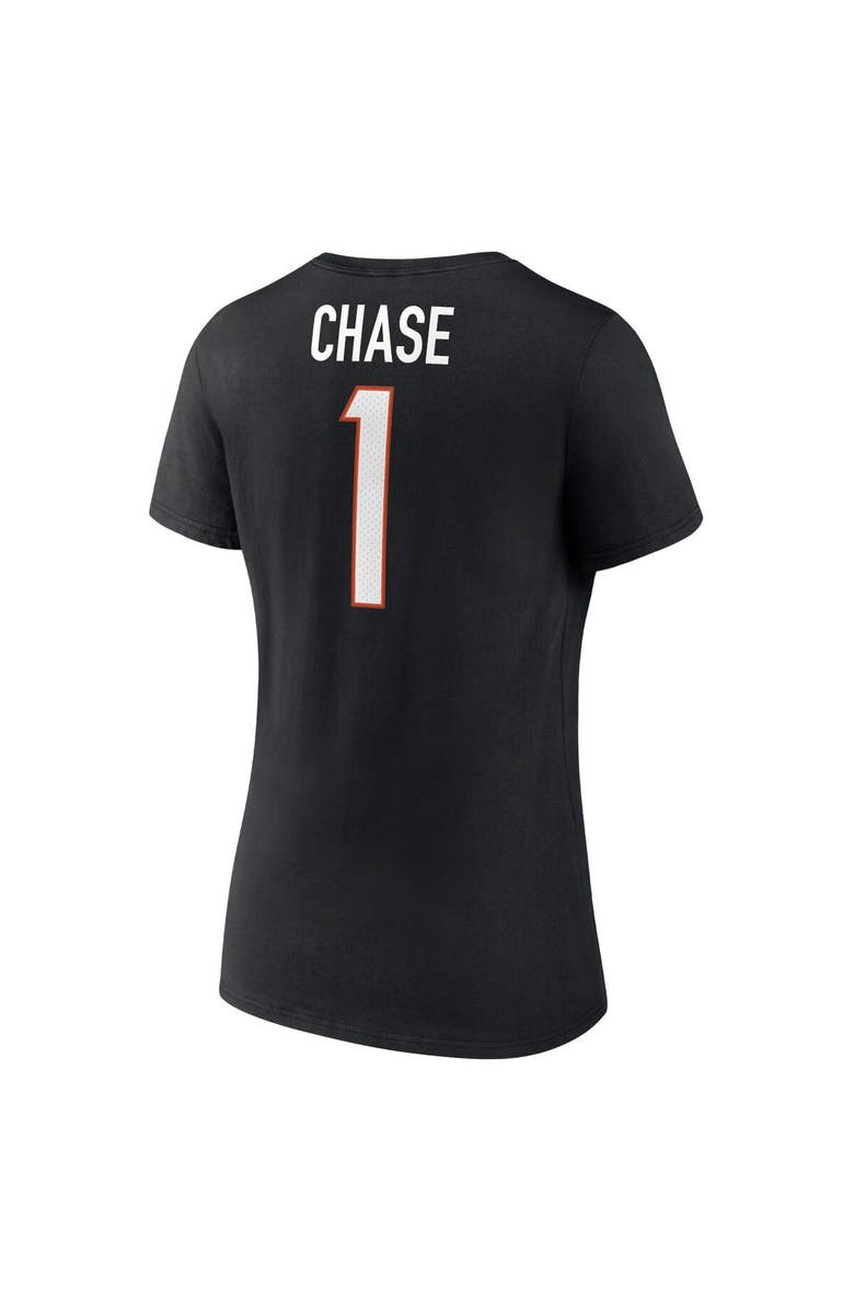 FANATICS Women's Fanatics Branded Ja'Marr Chase Black Cincinnati Bengals Player Icon Name & Number V-Neck T-Shirt, Alternate, color, 