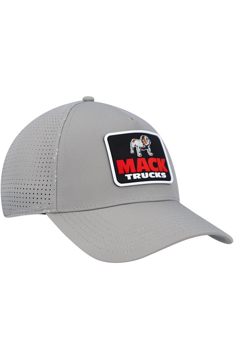 American Needle Men's American Needle Gray Mack Trucks Super Tech Valin Trucker Snapback Hat, Alternate, color,