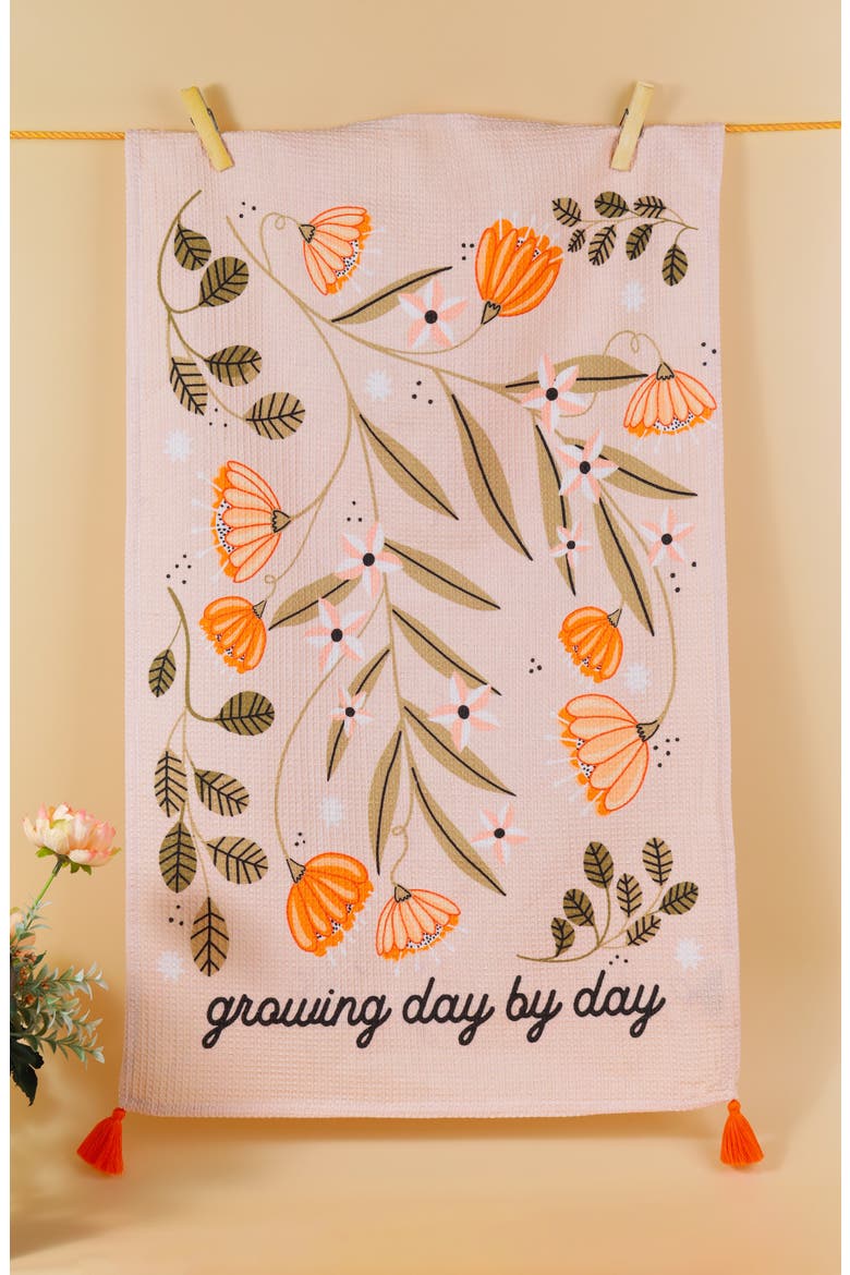 Blush Bloom Set of 3 Cotton Kitchen Towels, Alternate, color, PINK/ ORANGE/ GREEN