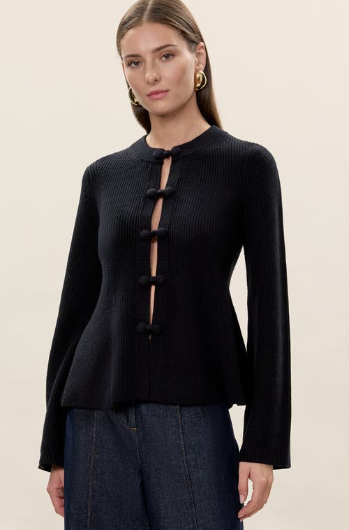 Rebecca Taylor Rhea Knit Peplum Cardi In Black