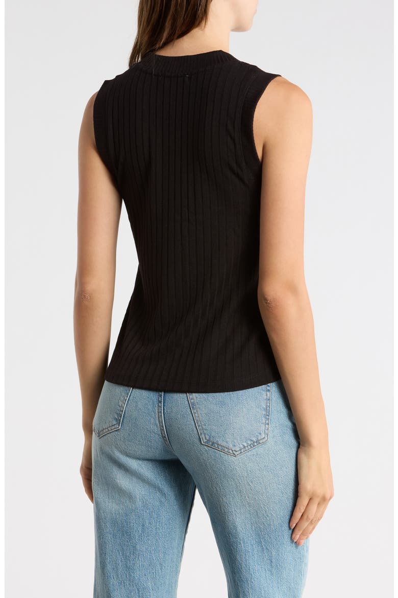 V-Neck Ribbed Knit Tank, Alternate, color, BLACK