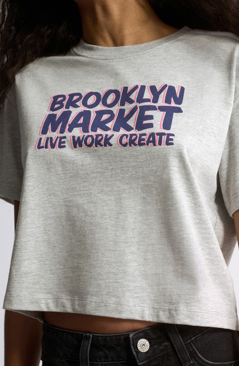 Brooklyn Industries Crop Logo Graphic T-Shirt, Alternate, color, Light Grey Melange