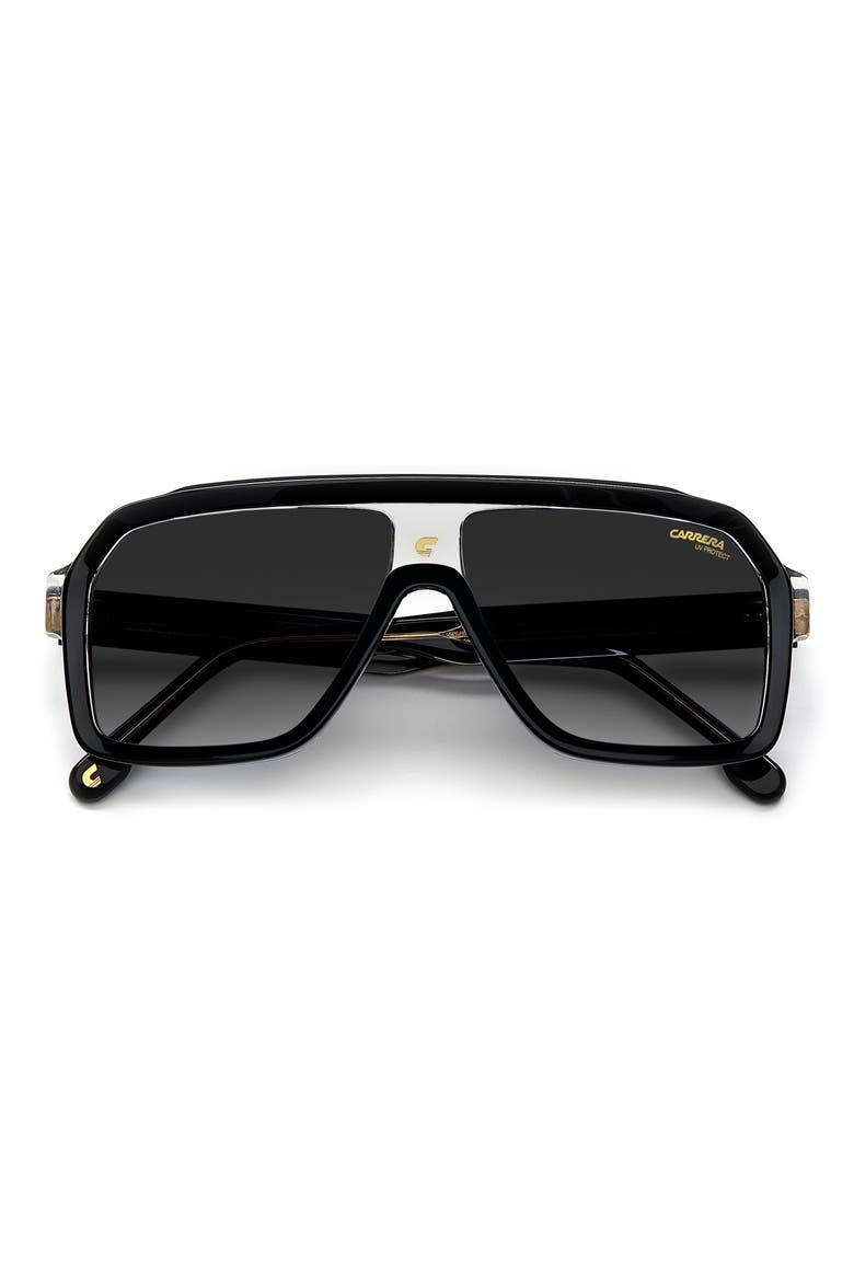 60mm Gradient Polarized Rectangular Sunglasses, Alternate, color, BLACK GREY/ GREY