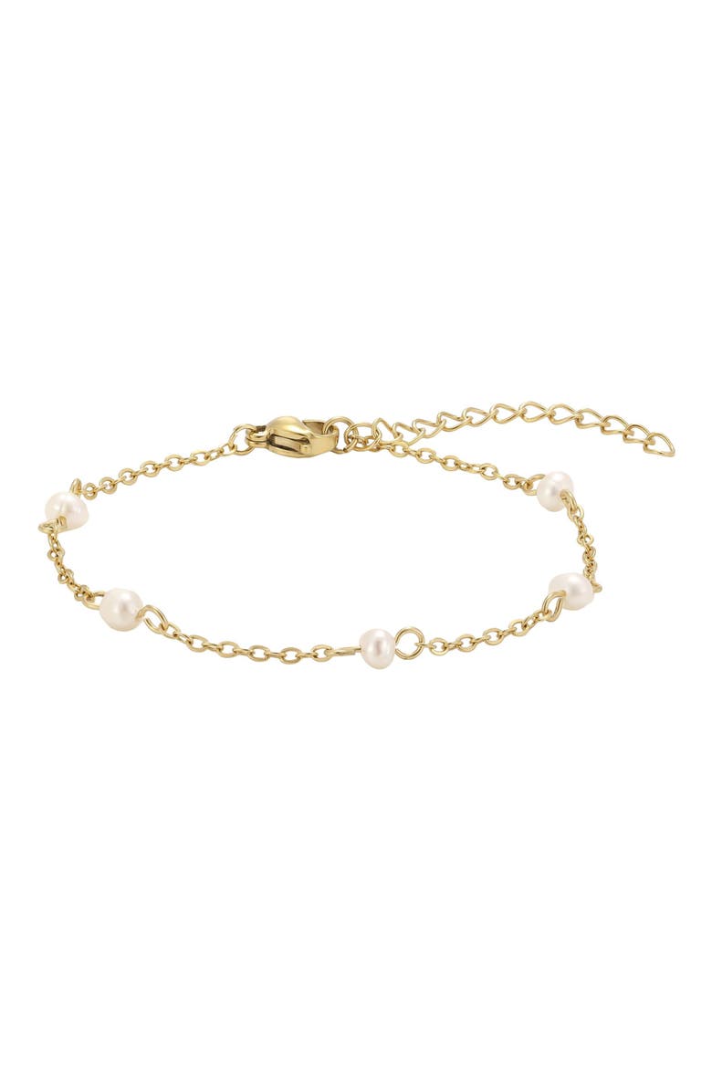 Imitation Pearl Chain Bracelet, Alternate, color, GOLD