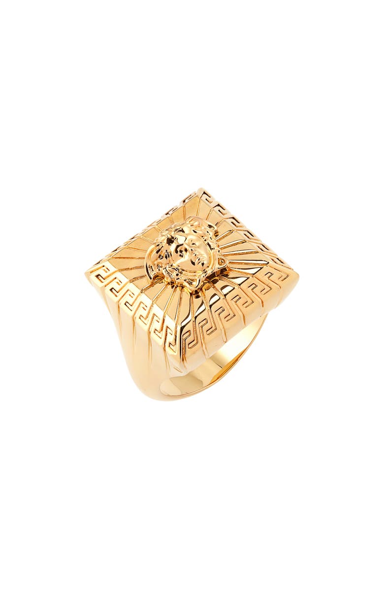 Versace Medusa Square Signet Ring, Main, color, 