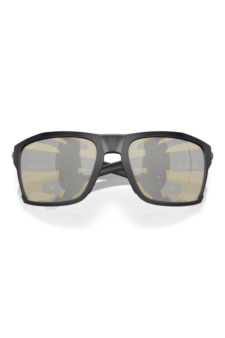King Tide 8 60mm Polarized Rectangular Sunglasses, Alternate, color, BLACK SILVER