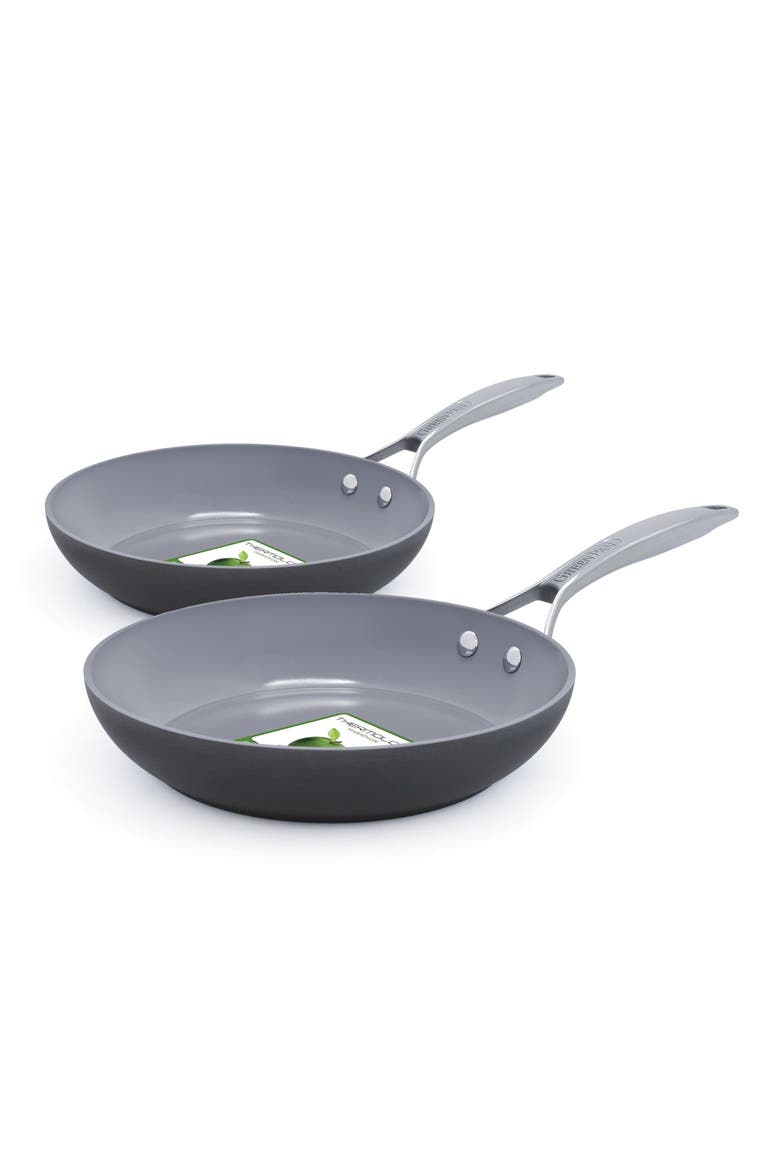 Paris 8-Inch & 10-Inch Anodized Aluminum Ceramic Nonstick Frying Pan Set, Alternate, color, GREY