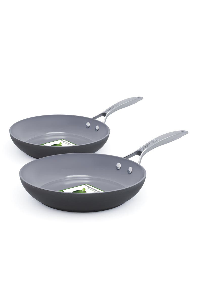 GreenPan Paris 8-Inch & 10-Inch Anodized Aluminum Ceramic Nonstick Frying Pan Set, Alternate, color, Grey