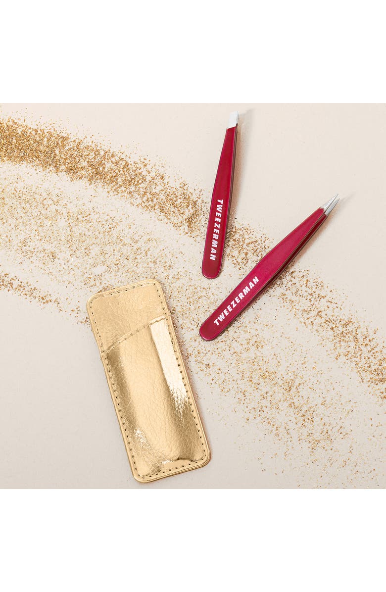 TWEEZERMAN Mini Slant Tweezer & Point Tweezer Set $25 Value, Alternate, color, Celestial Fuschia