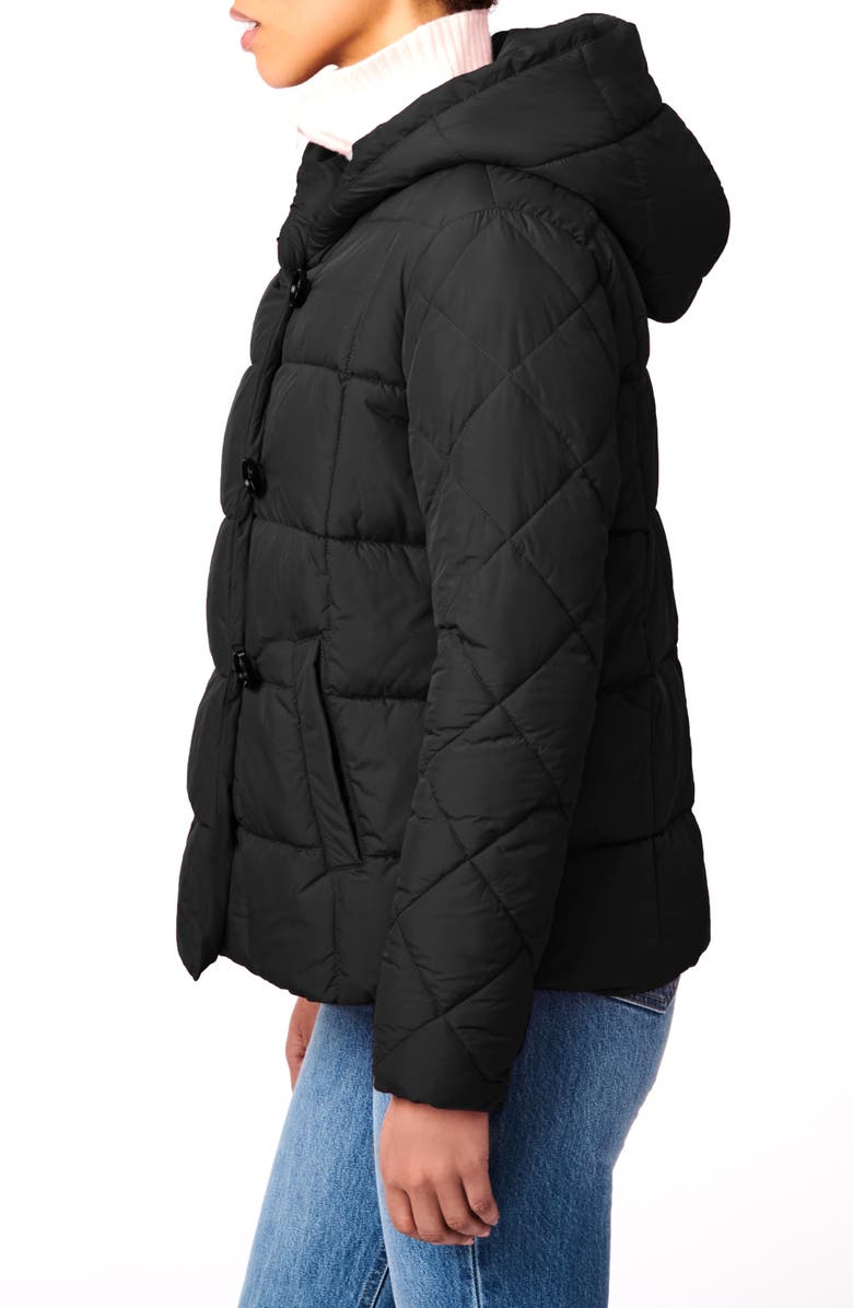 Bernardo Hooded Recycled Polyester Puffer Jacket, Alternate, color, Black