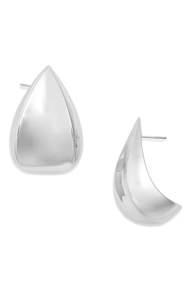 Margaux Puff Teardrop Earrings, Main, color, HIGH POLISH SILVER
