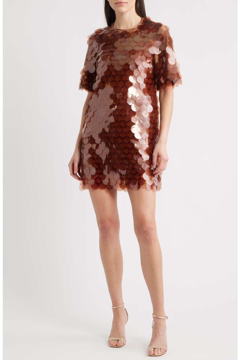 Stara Paillette Minidress, Main, color, CHOCOLATE