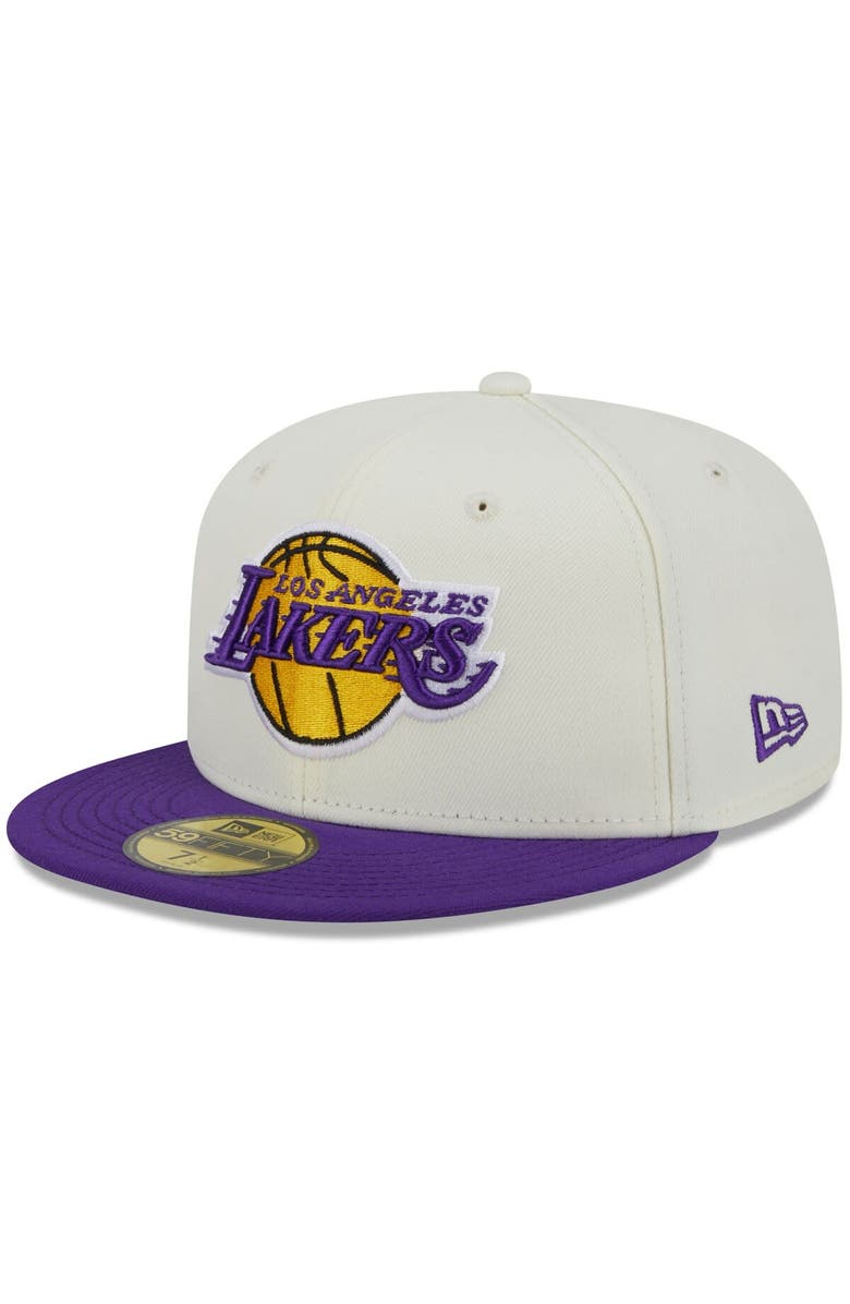 New Era x Staple Men's New Era x Staple Cream/Purple Los Angeles Lakers NBA x Staple Two-Tone 59FIFTY Fitted Hat, Alternate, color, Cream
