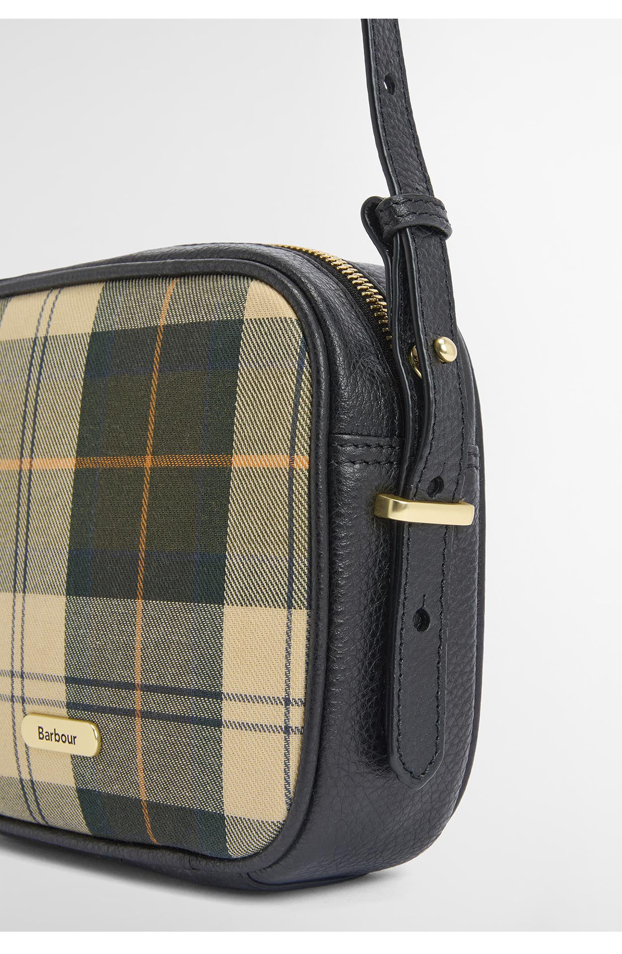 Barbour Daphne Tartan Plaid & Leather Crossbody Bag, Alternate, color, 
