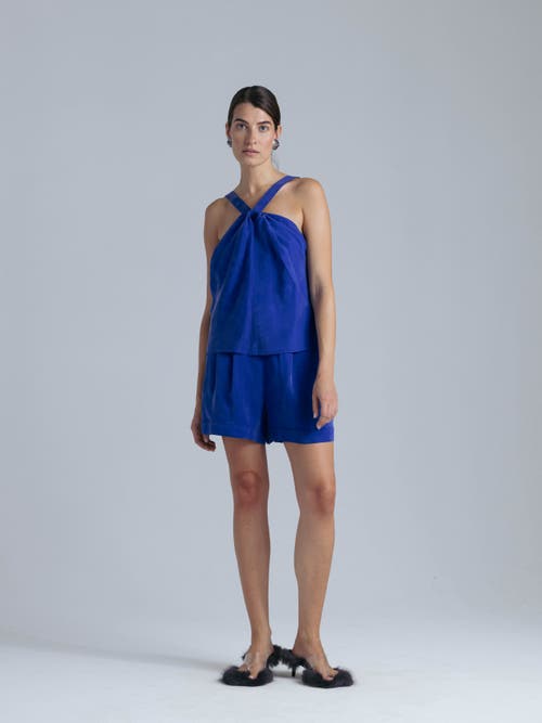 Alas High Waisted Cupro Shorts In Blue