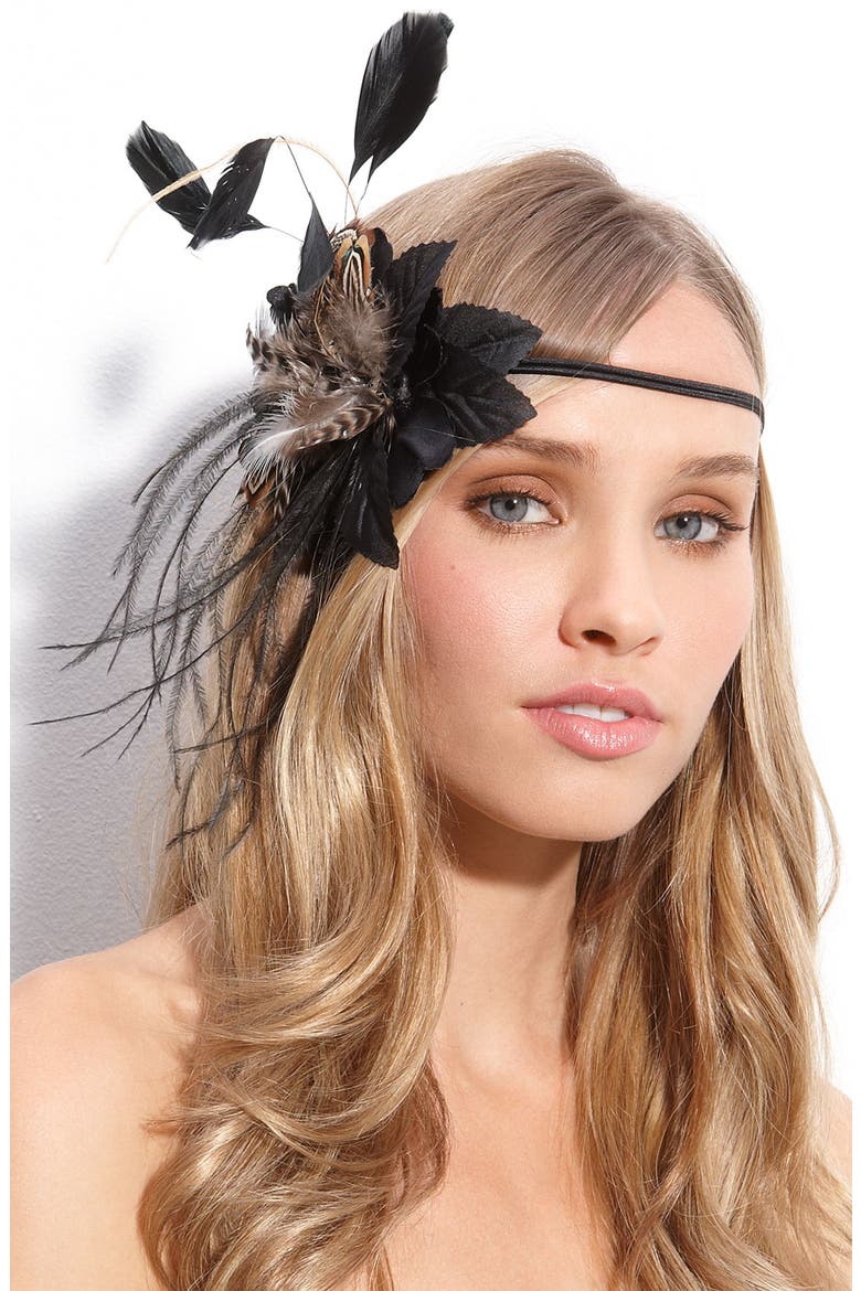 'So Fresh & So Fly' Fascinator Head Wrap, Main, color, BLACK