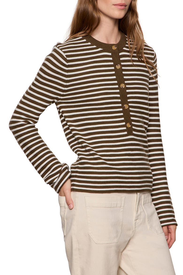 Everyday Henley Sweater, Alternate, color, FORAGE GREEN/ CHALK STRIPE