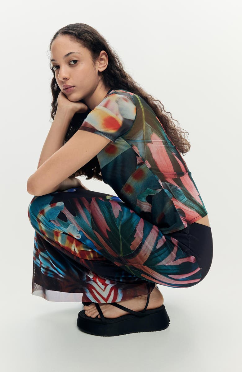 Desigual Graphic Mesh Maxi Skirt, Alternate, color, Black