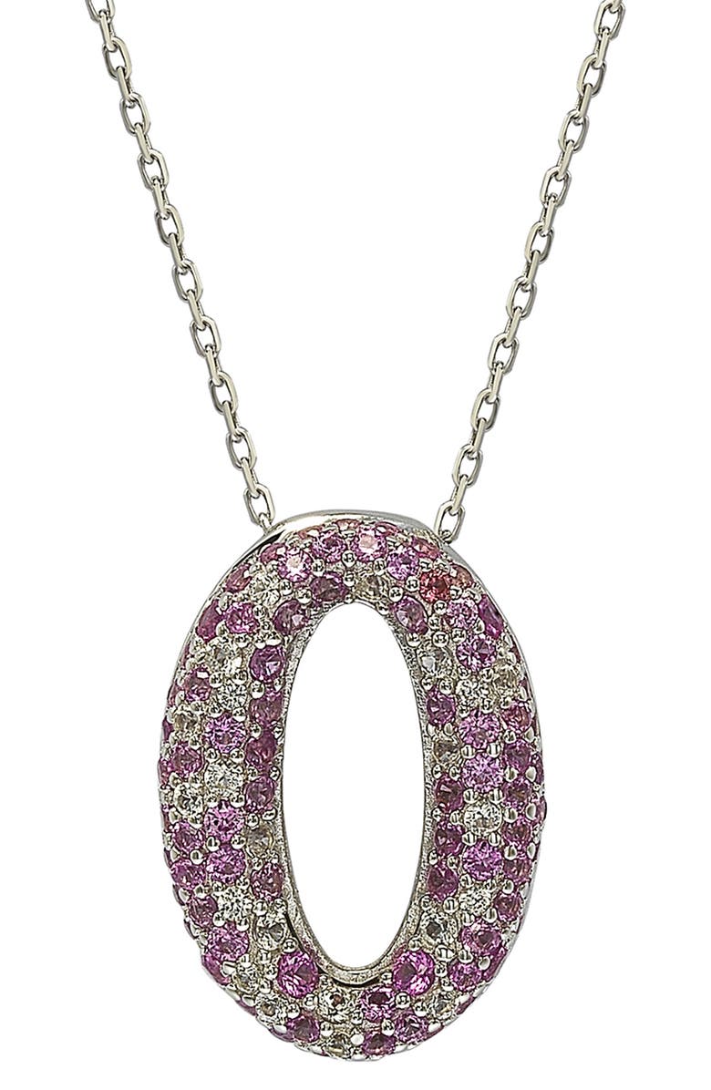 SUZY LEVIAN Sterling Silver & Pink Sapphire Oval Pendant Necklace, Main, color,