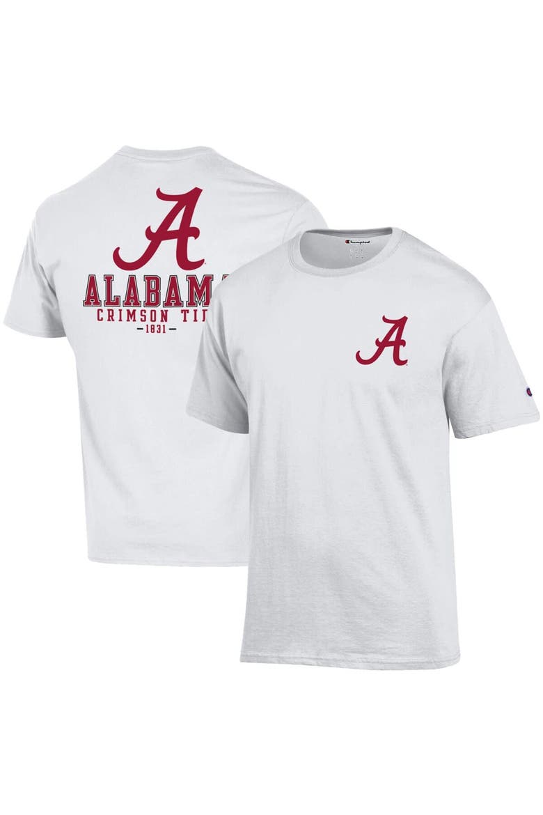 Men's Champion White Alabama Crimson Tide Team Stack 2-Hit T-Shirt, Main, color, White