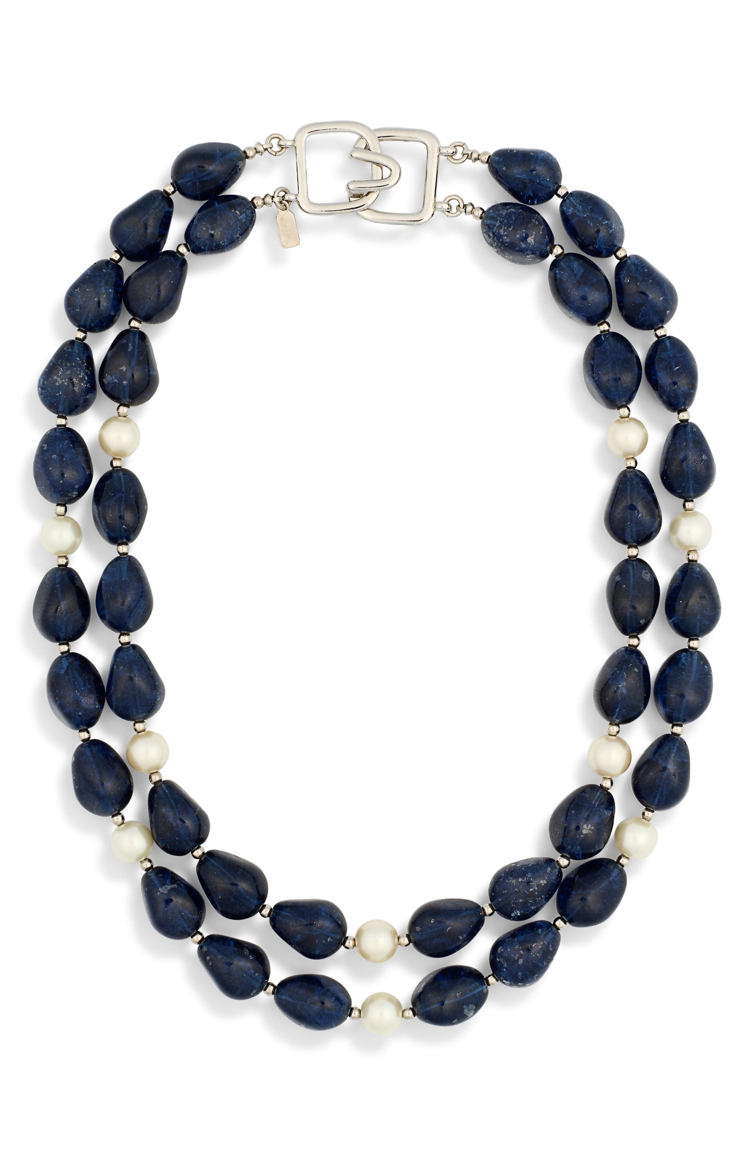 Kenneth Jay Lane Synthetic Sapphire & Faux Pearl Necklace