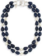 Kenneth Jay Lane Synthetic Sapphire & Faux Pearl Necklace