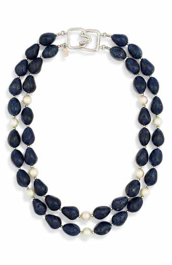 Kenneth Jay Lane Synthetic Sapphire & Faux Pearl Necklace
