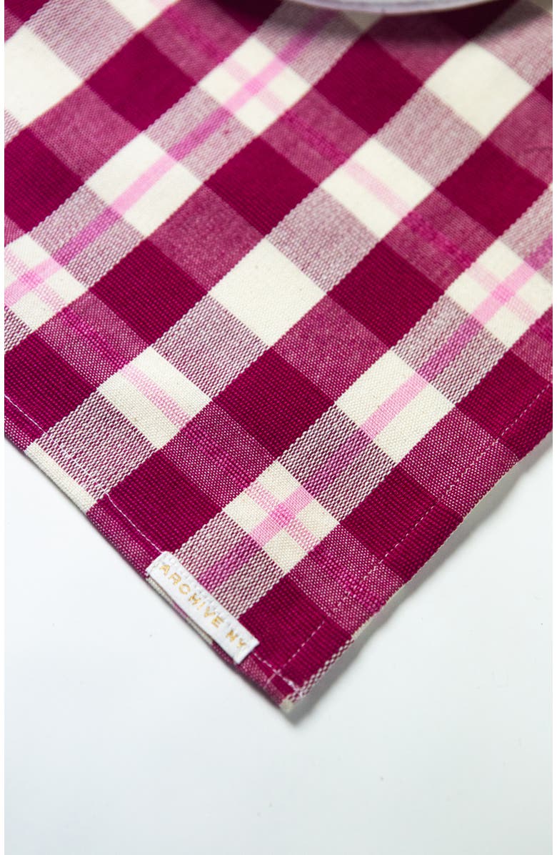 Archive New Yrok Handwoven Abigail Cranberry Plaid Cotton Table Runner, Alternate, color, Red